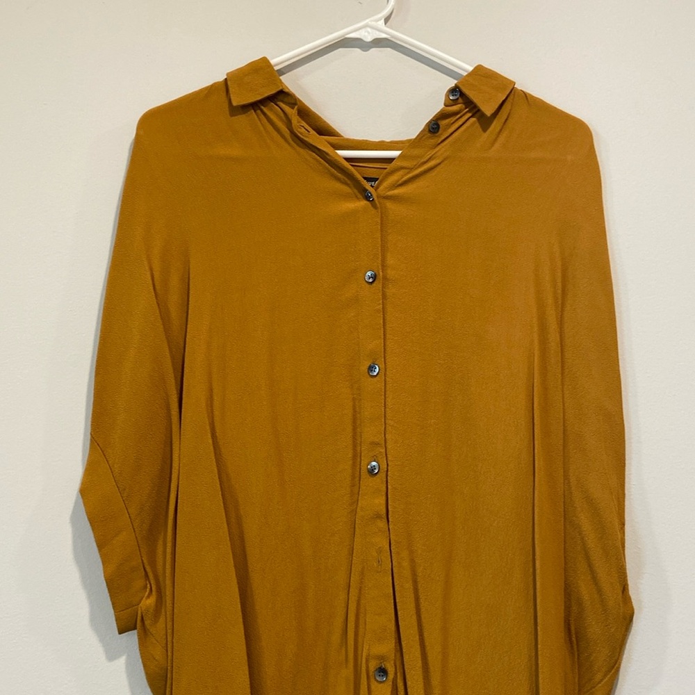 madewell golden yellow button down shirt